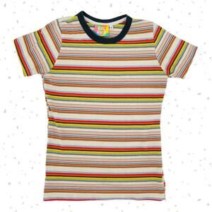 Big Bud Press Striped Shirt Top Ringer Tee Retro 70s Style Earth Tones Unisex S